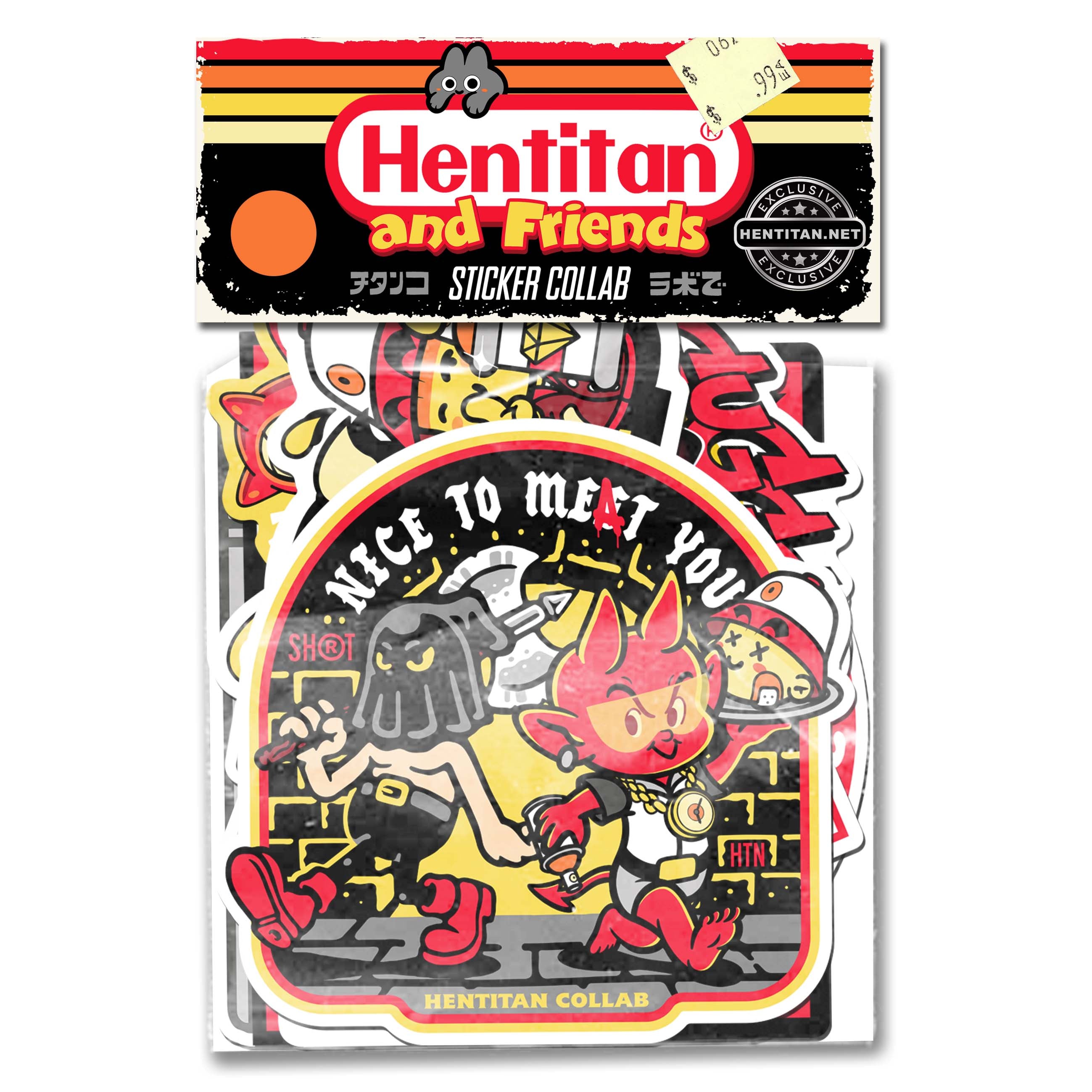 Hentan y amigos - Paquete de pegatinas de naranja