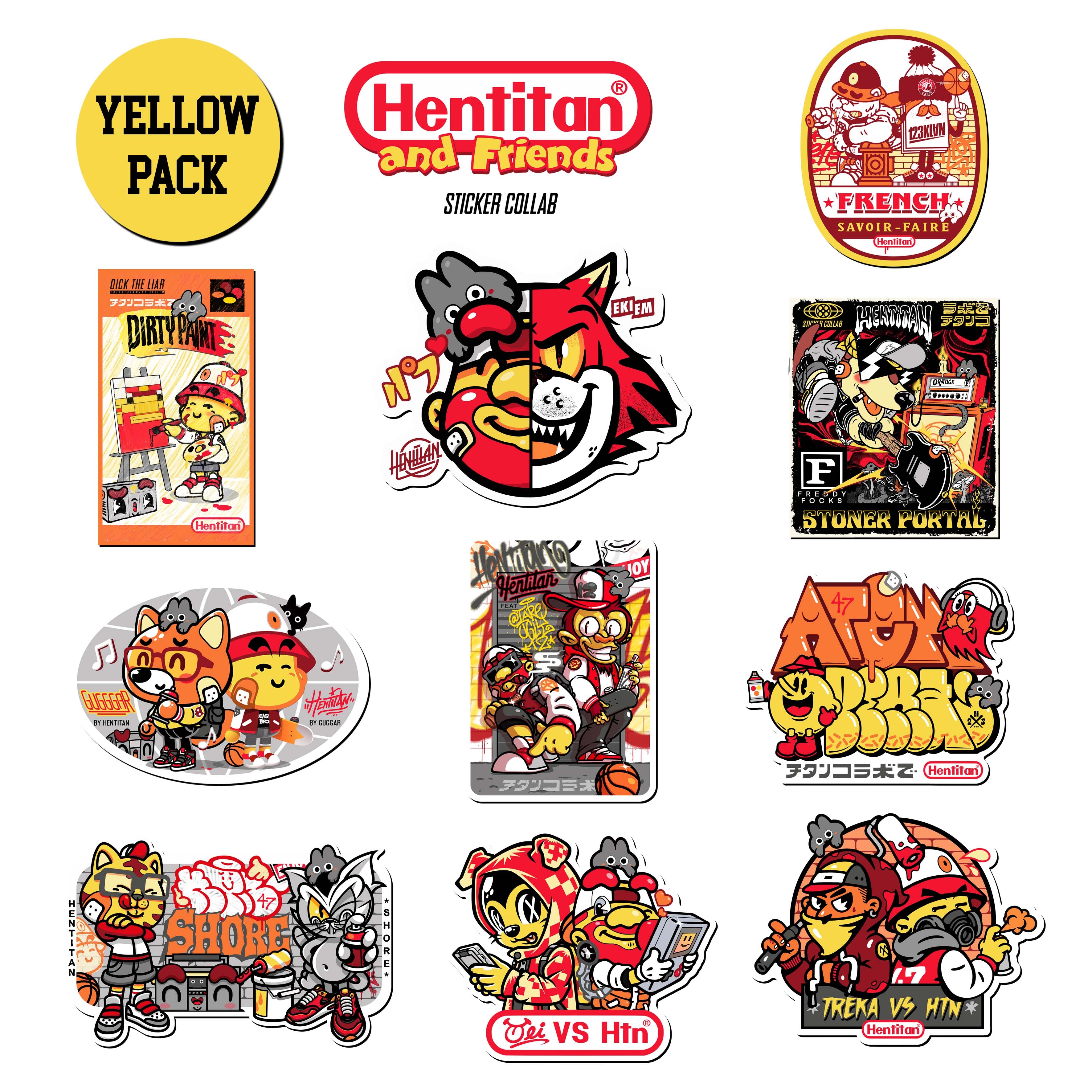 Hentitan and Friends - Yellow Sticker Pack
