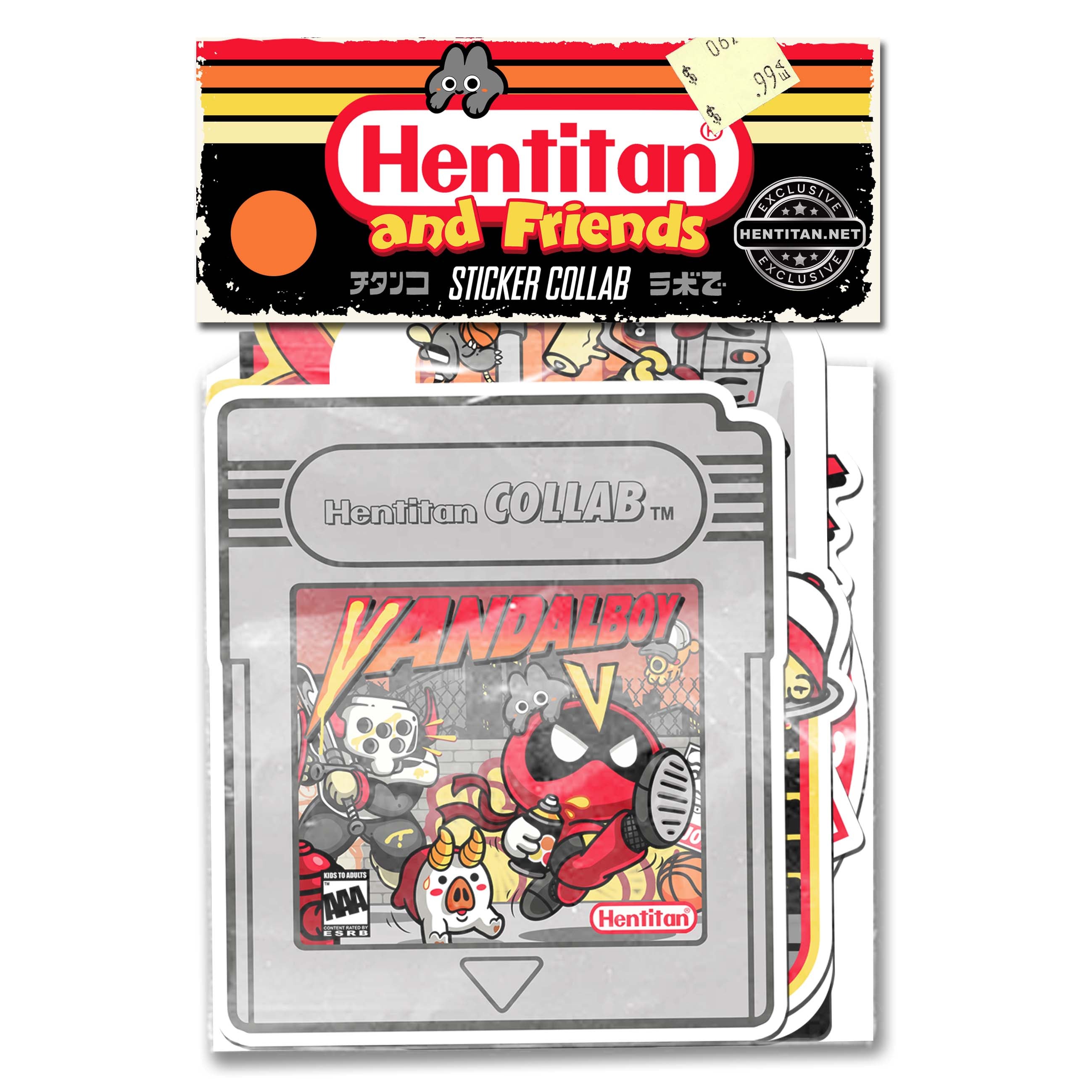 Hentan y amigos - Paquete de pegatinas de naranja