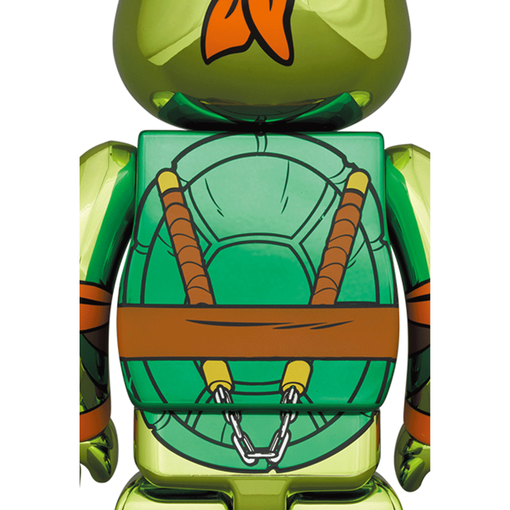 400% + 100% Bearbrick Michelangelo (TMNT) - Chrome Ver.