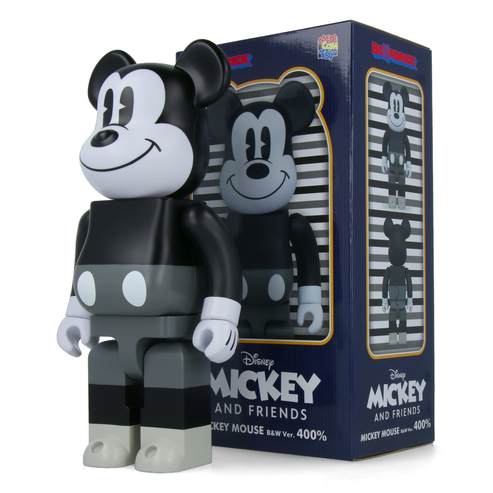 400% & 100% Bearbrick Mickey Mouse Black & White - Mickey Mouse & Friends