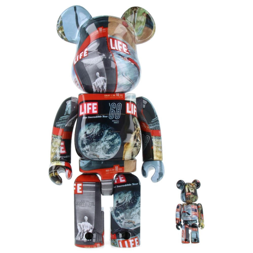 Bearbrick Medicom 400% + 100% Alife | Set Collector Medicom Toy | Figurine De Collection Teddy Beige