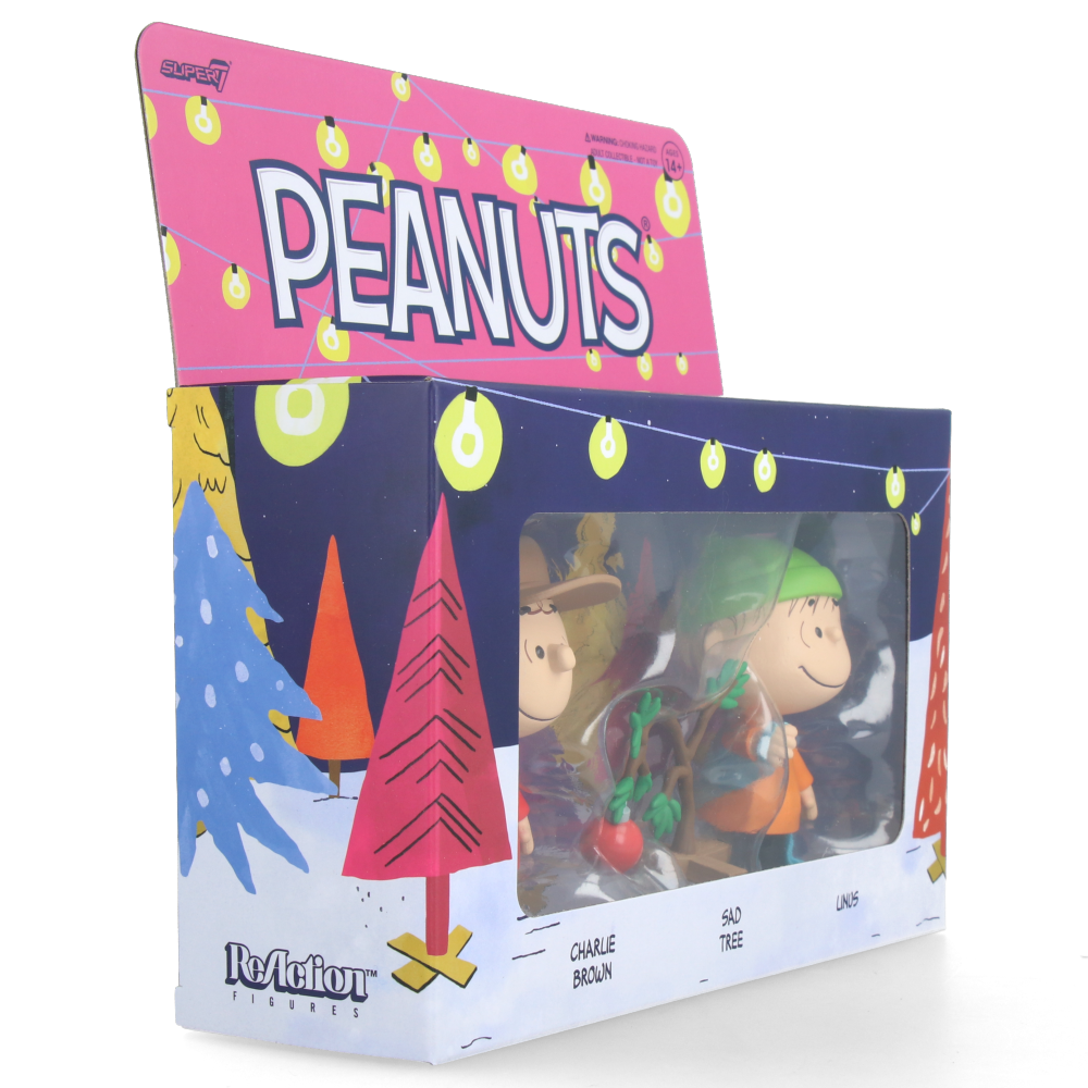 Peanuts ReAction Figures Wave 06 (Holiday Box Set) - Charlie Brown with Sad Christmas Tree and Linus
