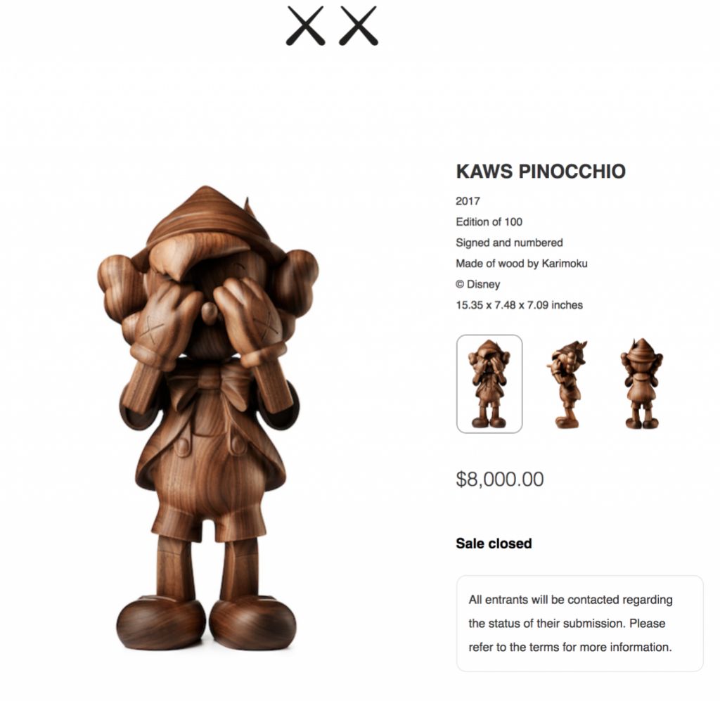 KAWS x Disney Wooden Pinocchio