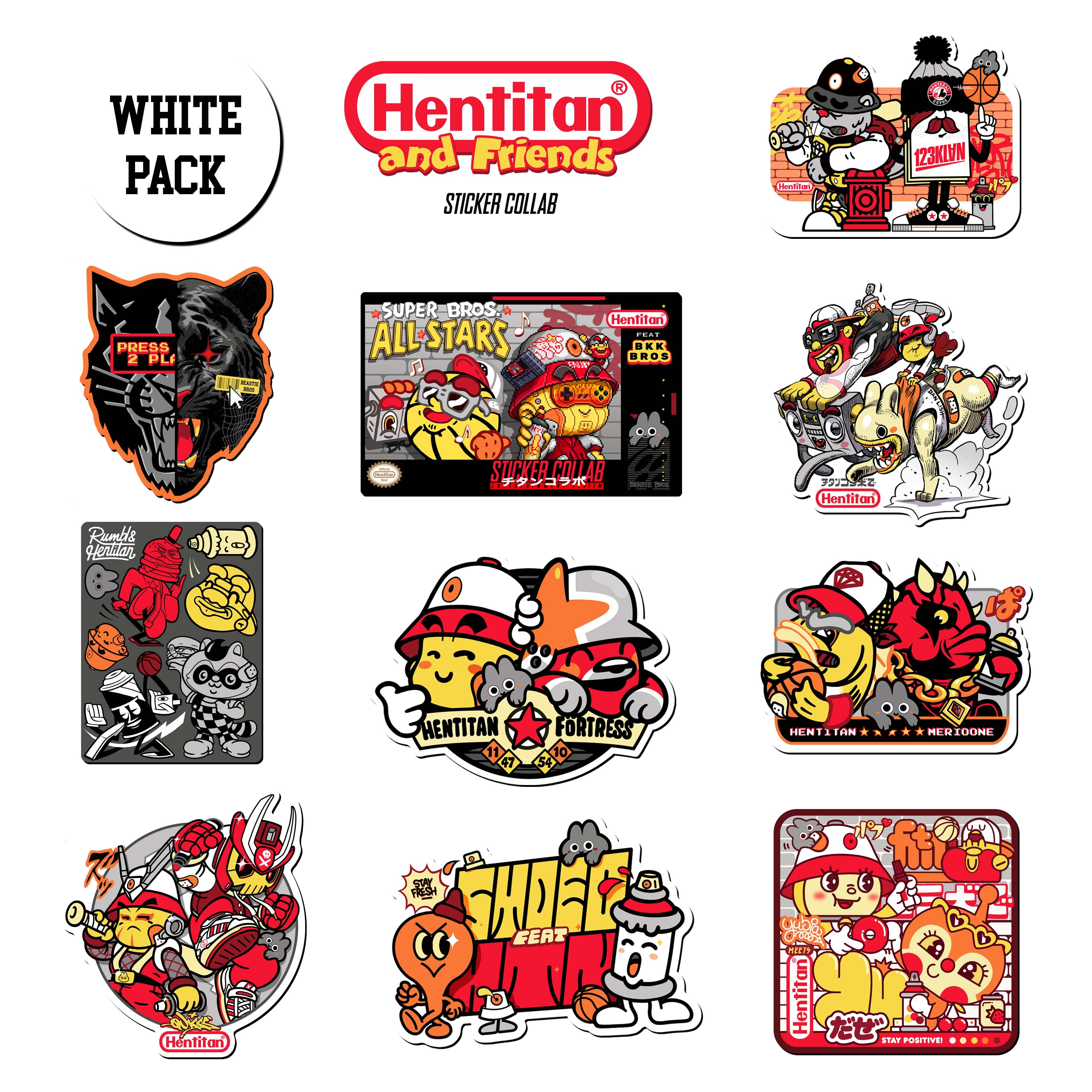 Hentitan and Friends - White Sticker Pack