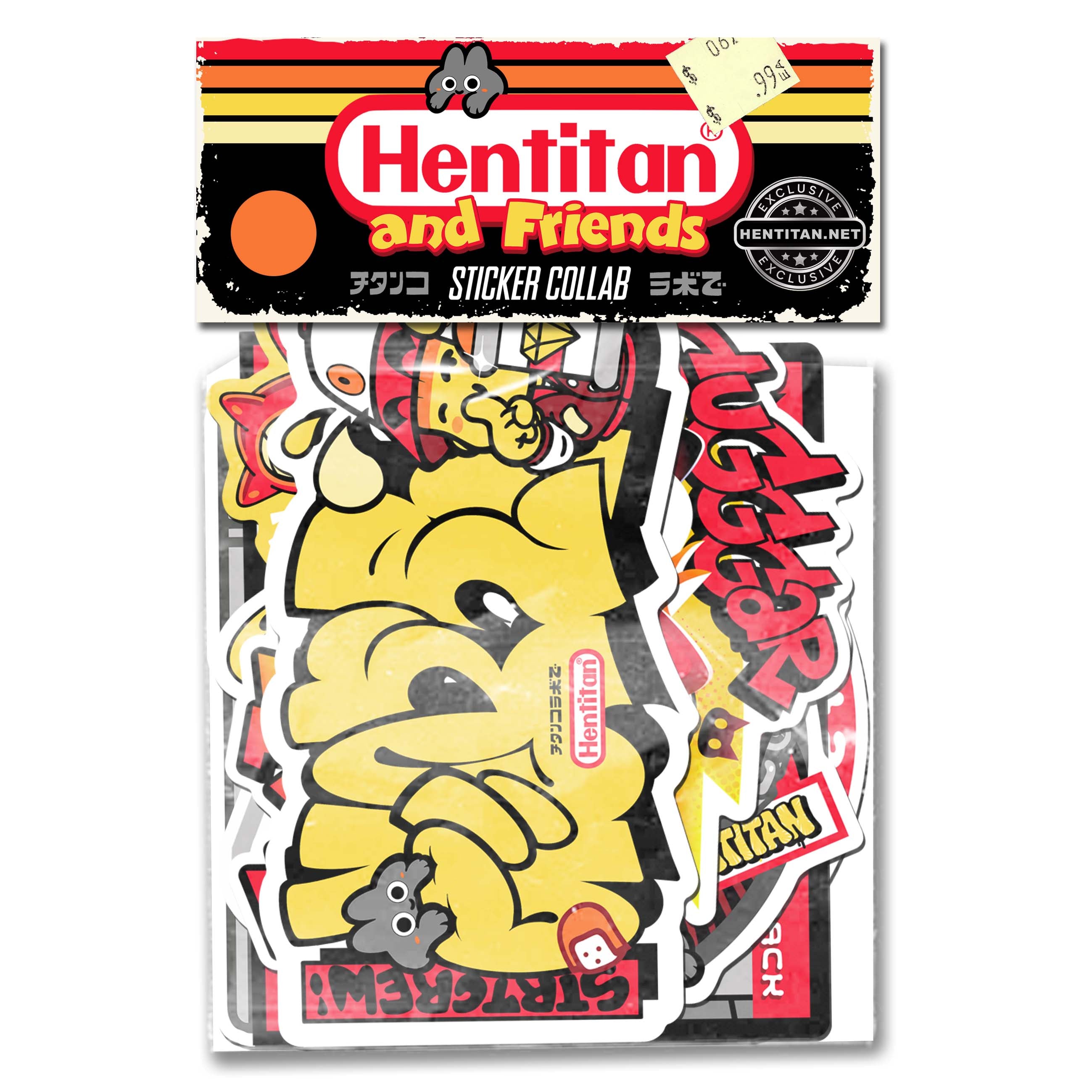 Hentitan and Friends - Orange Sticker Pack