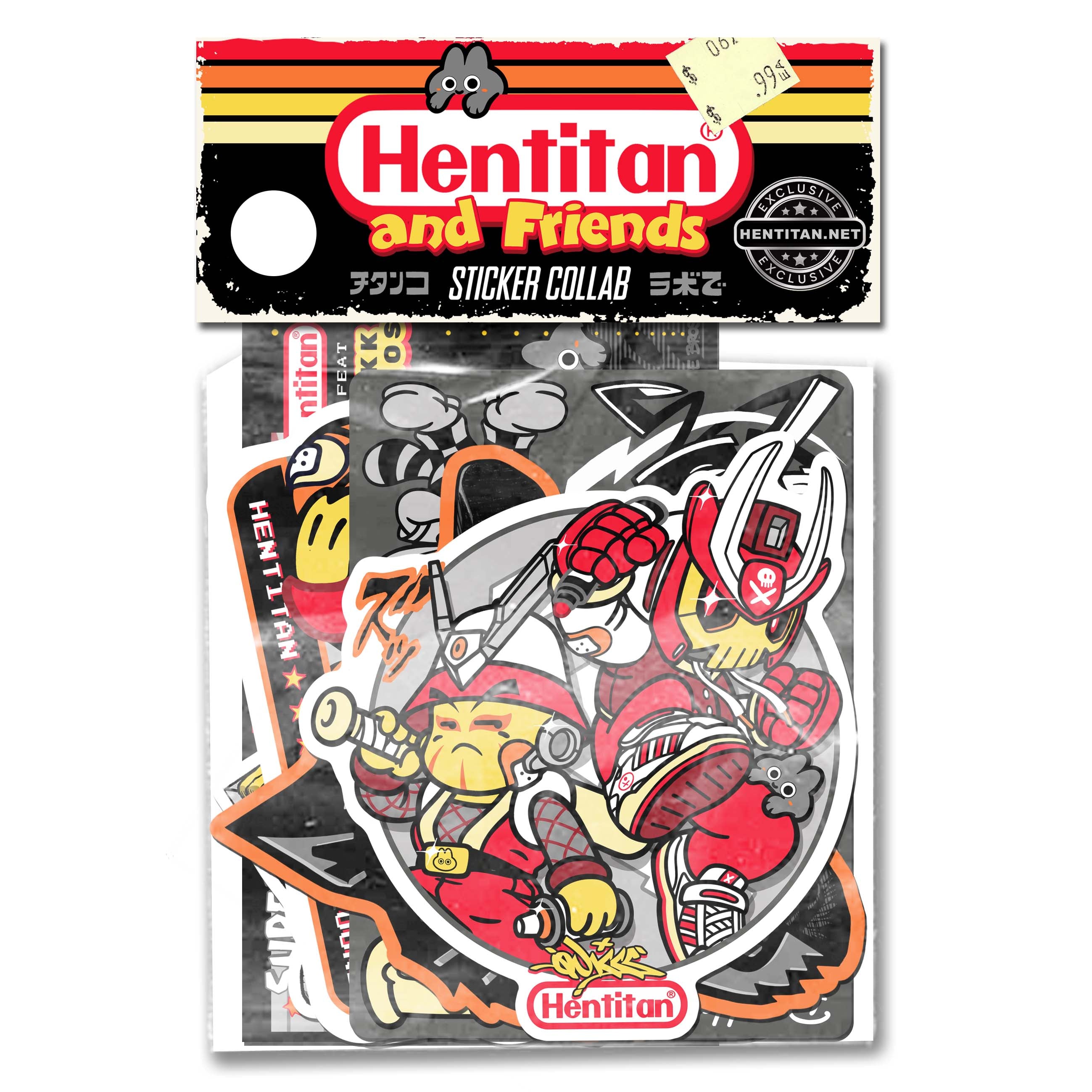 Hentitan and Friends - White Sticker Pack