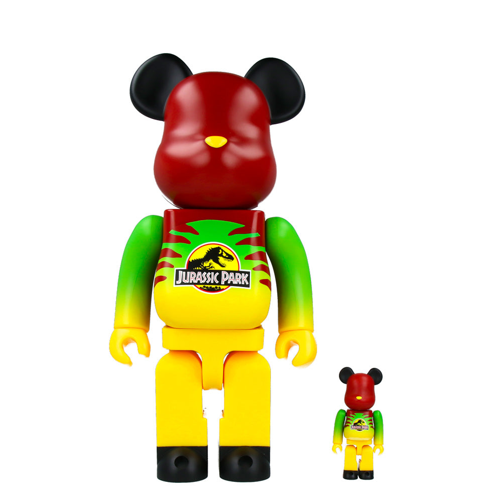 400% + 100% Bearbrick Jurassic Park (Green & Yellow)