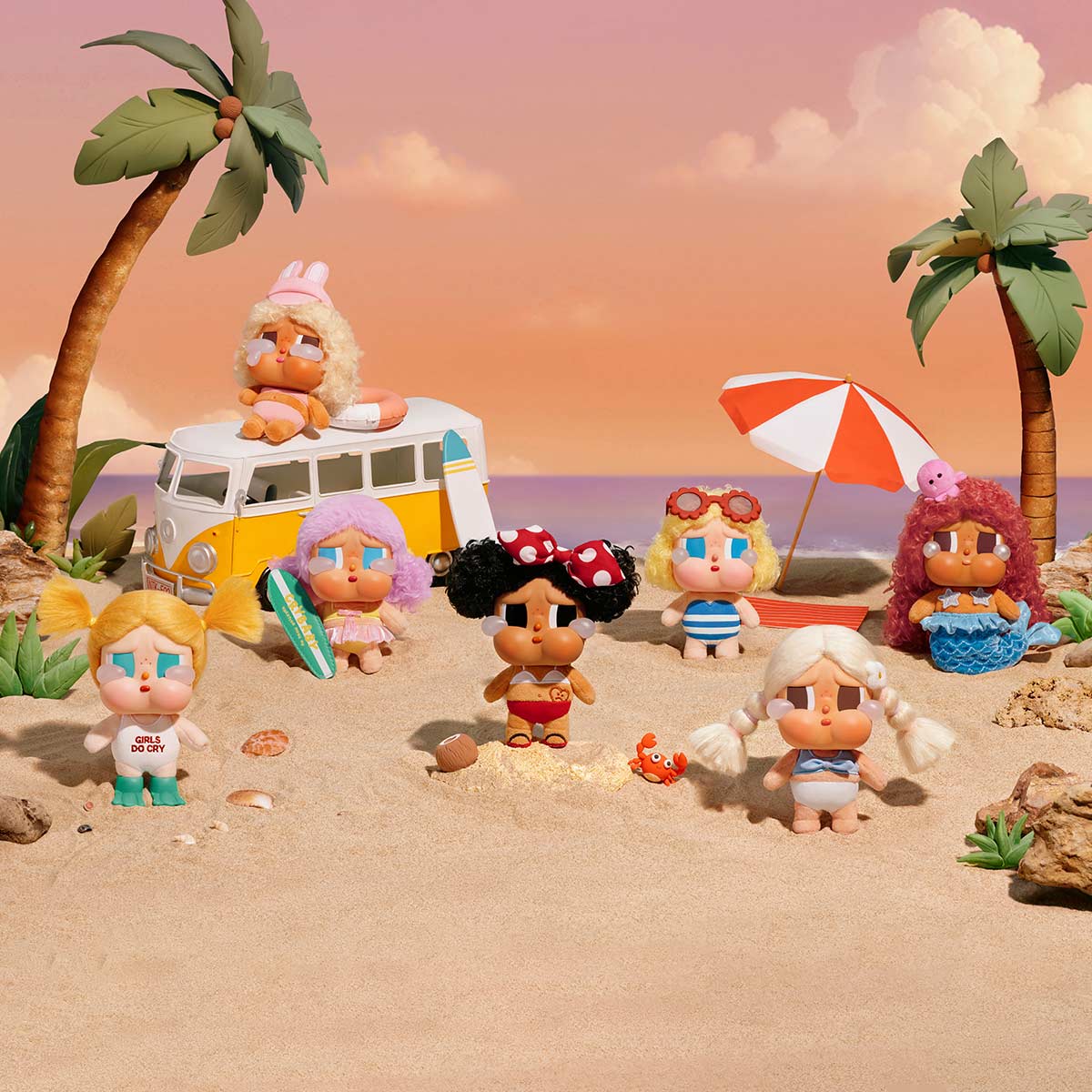 Figurine - CRYBABY Vacation Mode On Series-Vinyl Plush Pendant Blind Box - Popmart