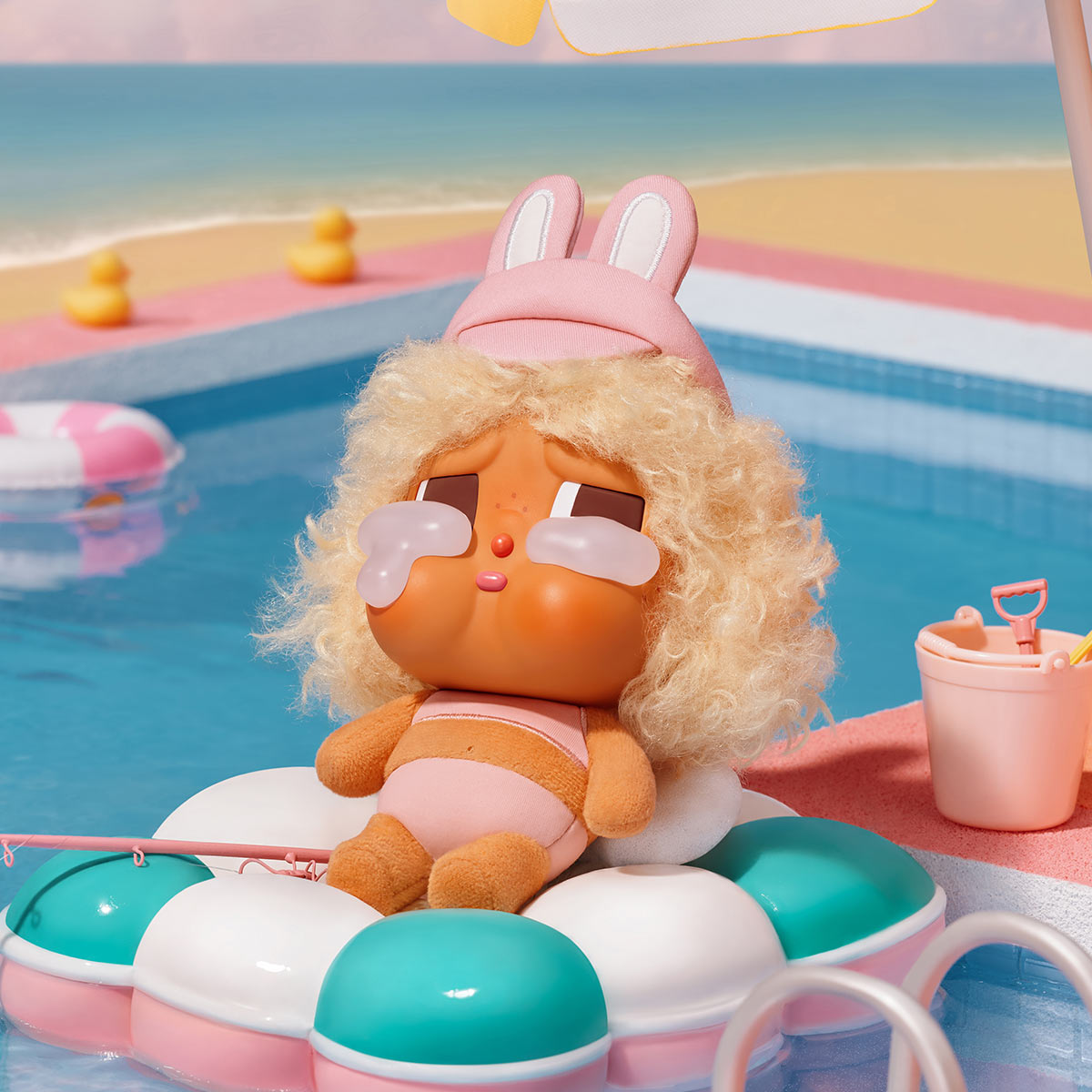 Figurine - CRYBABY Vacation Mode On Series-Vinyl Plush Pendant Blind Box - Popmart