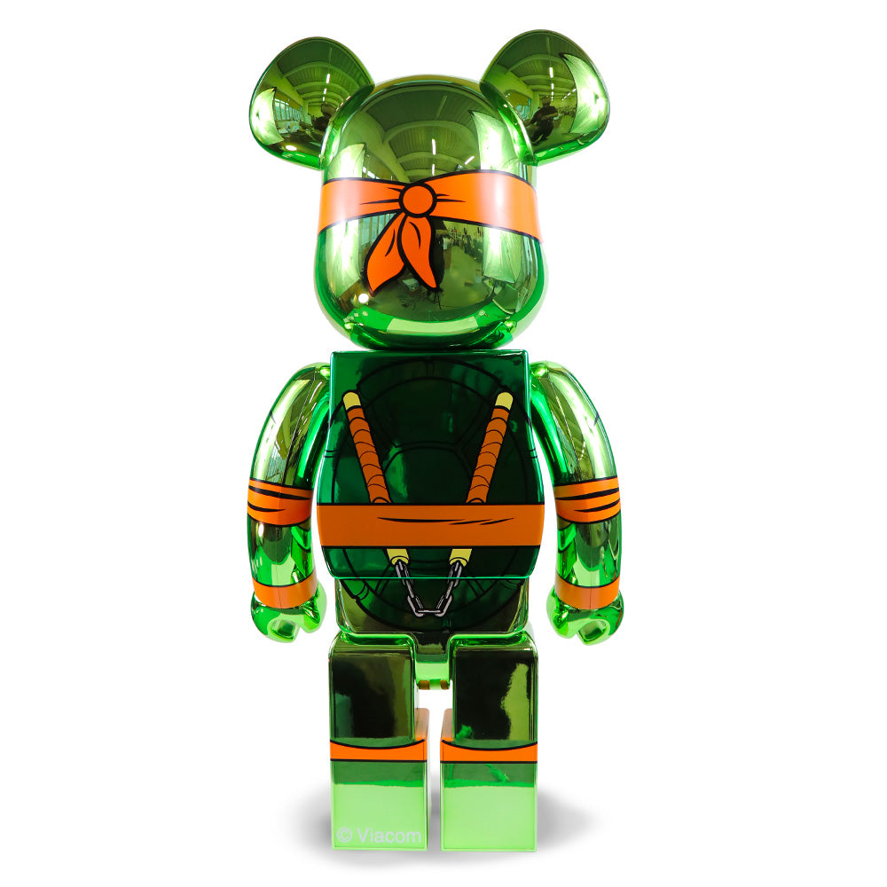 1000% Bearbrick Michelangelo (TMNT) - Chrome Ver.