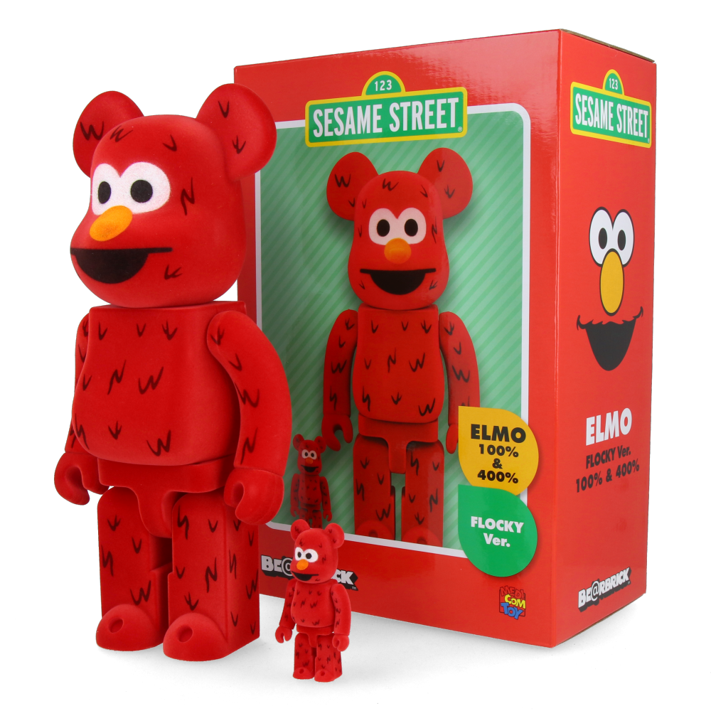 400% + 100% Bearbrick Elmo Flocky Ver.