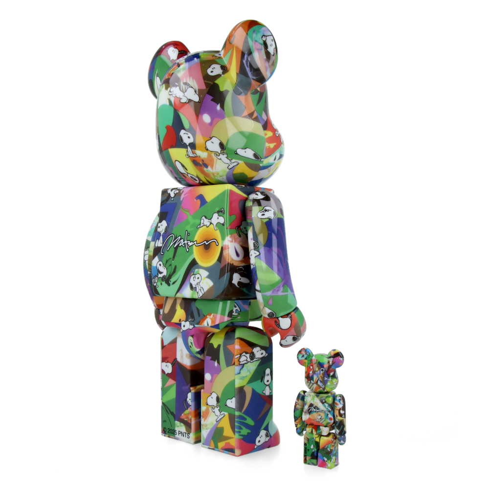 400% + 100% Bearbrick Tomakazu Matsuyama x Peanuts
