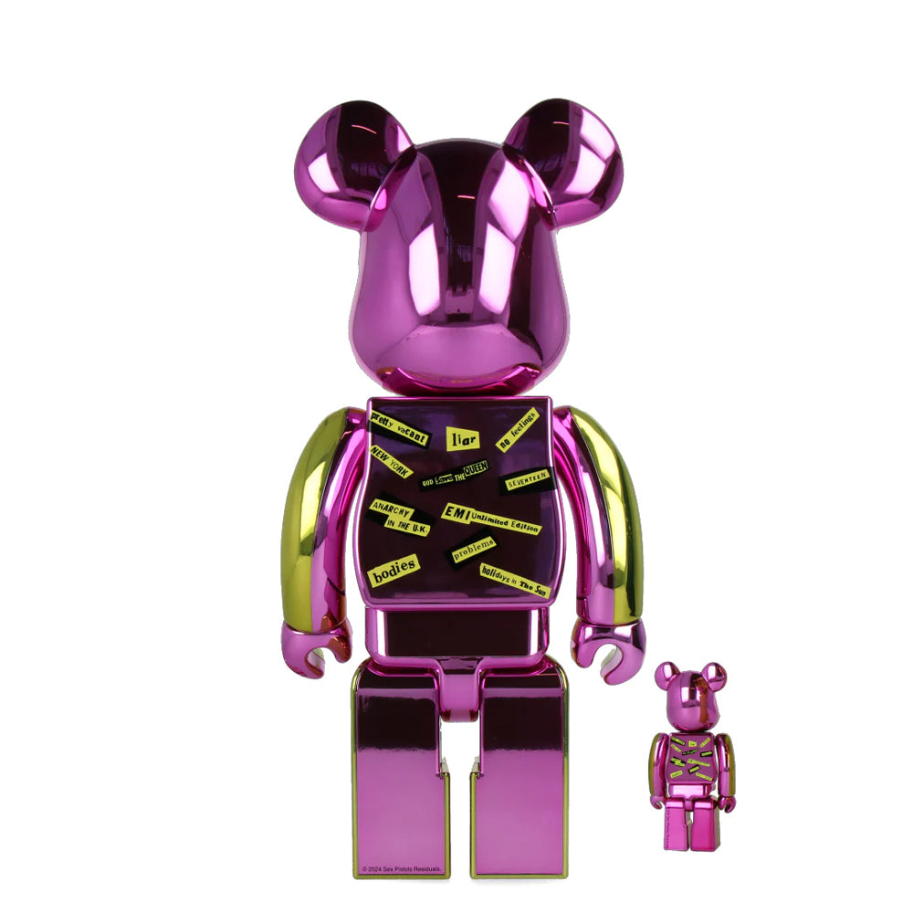 400% + 100% Bearbrick Sex Pistols - Never Mind the Bollocks - Chrome Ver.