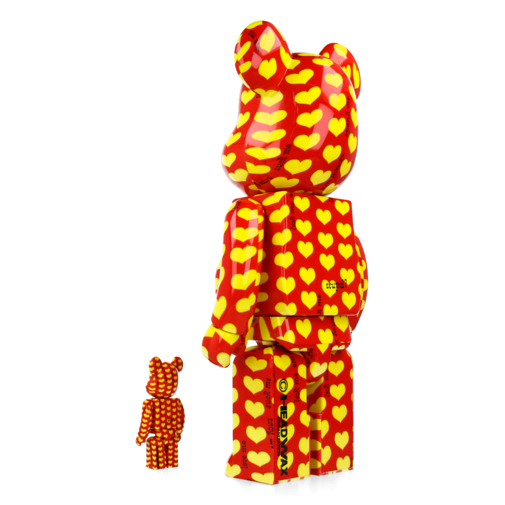 400% + 100% Bearbrick Yellow Heart Reverse Ver. - hide X Japan - Medicom Toy Figure