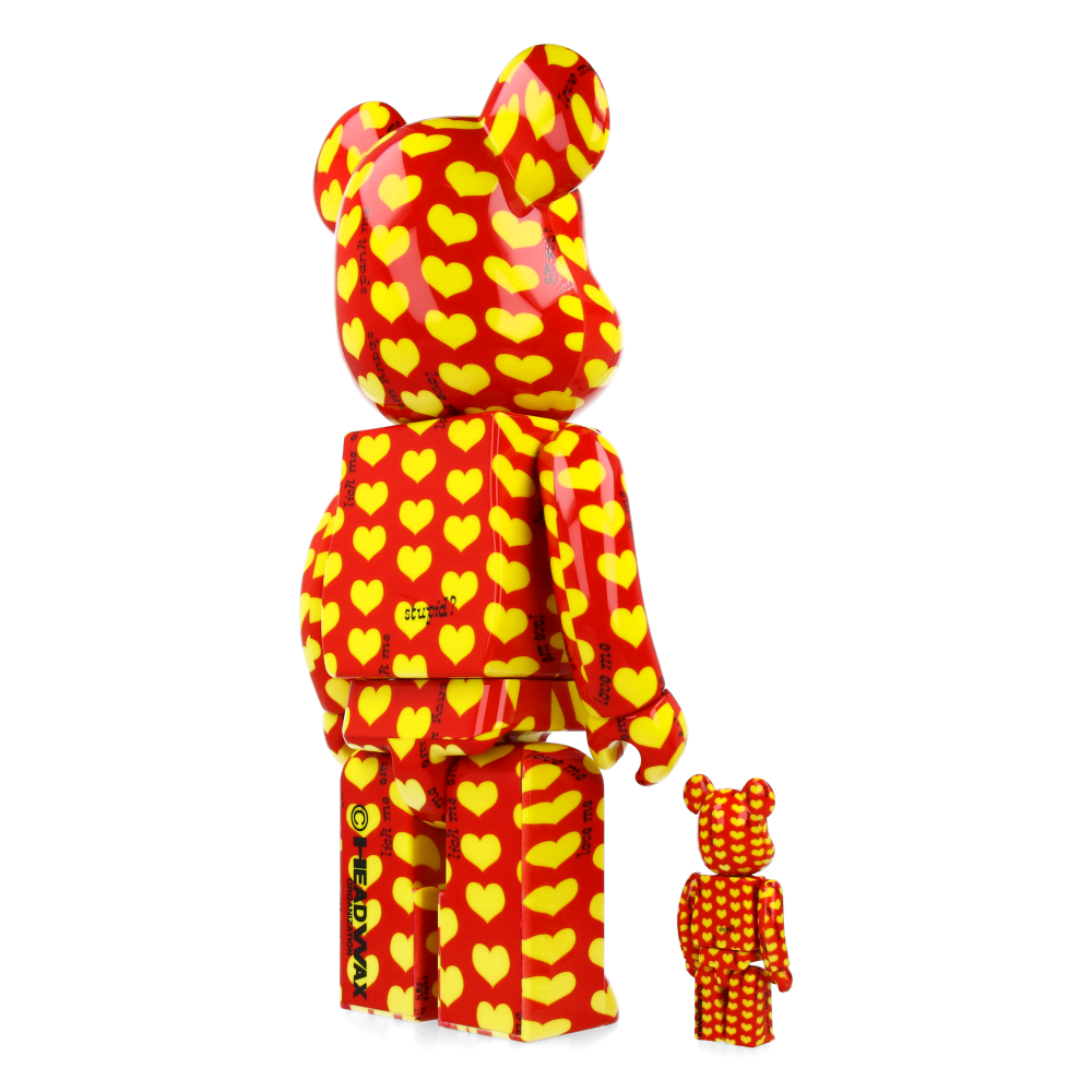400% + 100% Bearbrick Yellow Heart Reverse Ver. - hide X Japan - Medicom Toy Figure