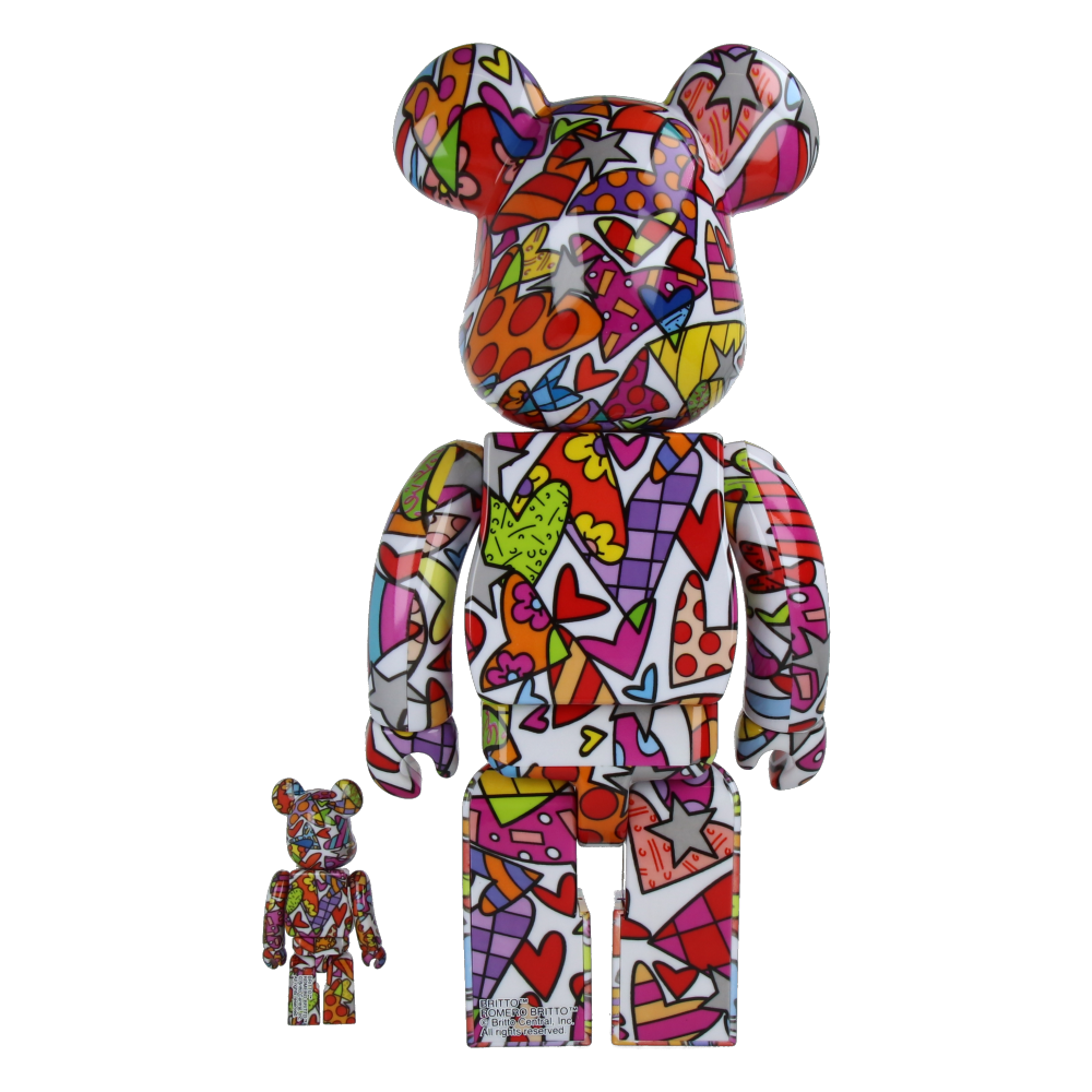 400% + 100% Bearbrick Romero Britto Heart