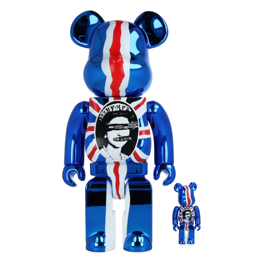 400% + 100% Bearbrick Sex Pistols - God Save The Queen - Chrome Ver.