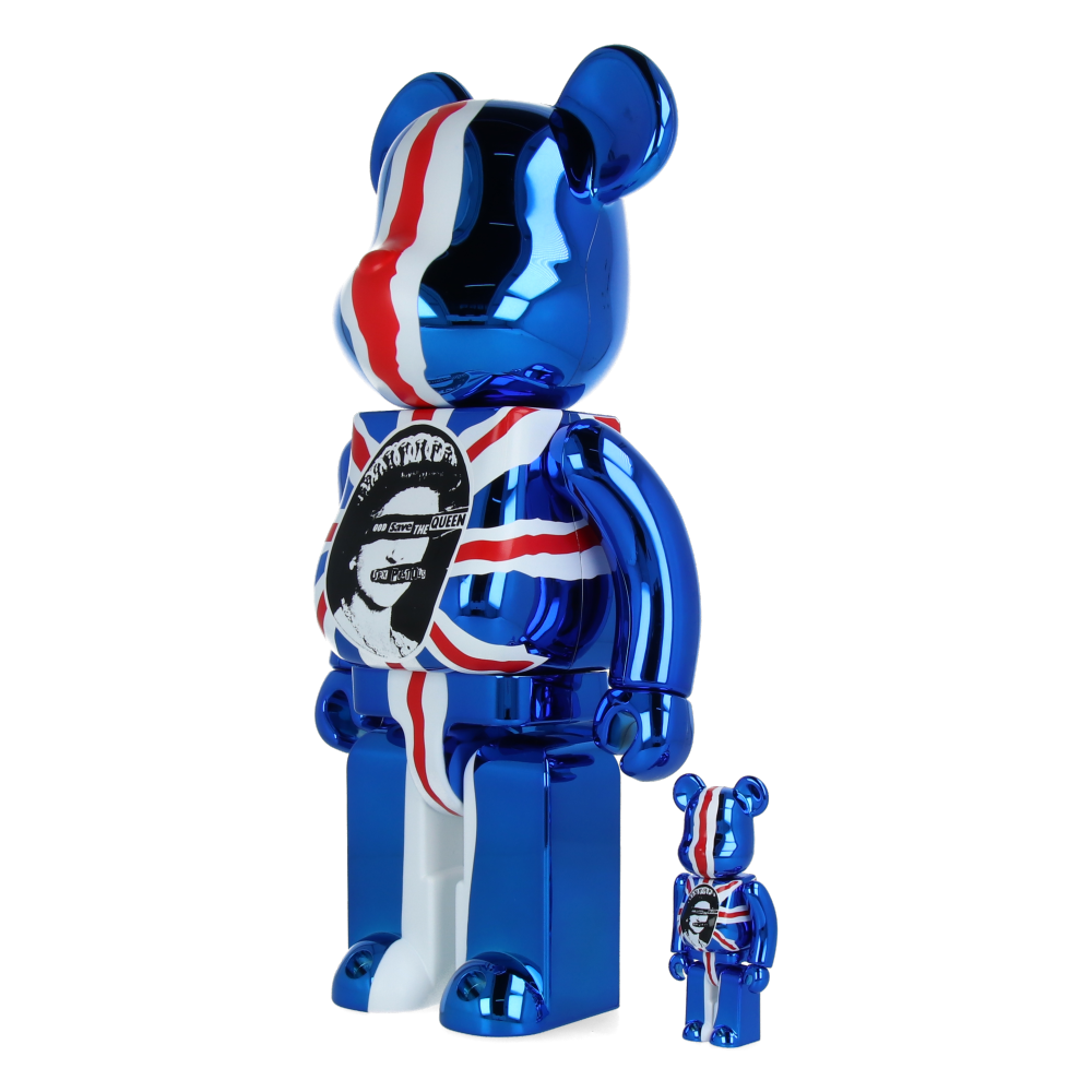 400% + 100% Bearbrick Sex Pistols - God Save The Queen - Chrome Ver.