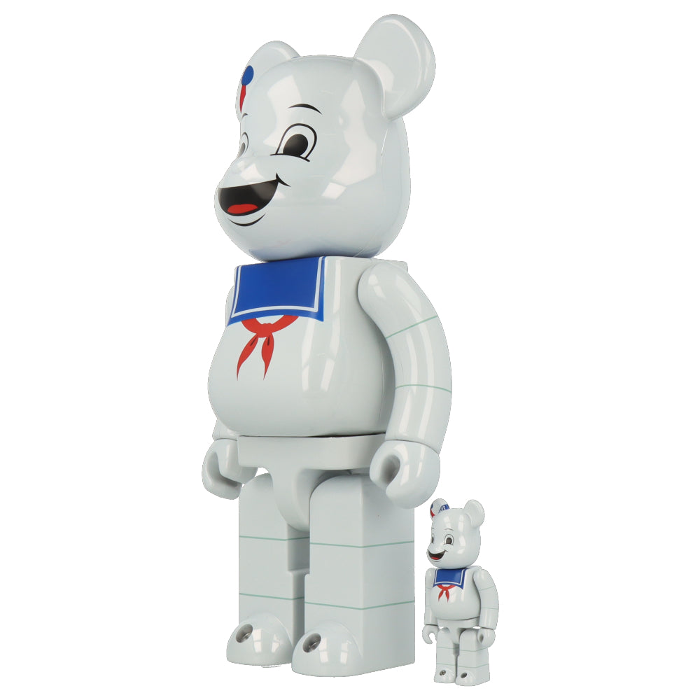 400% + 100% Bearbrick Stay Puft Marshmallow Man White Chrome (Ghostbusters)