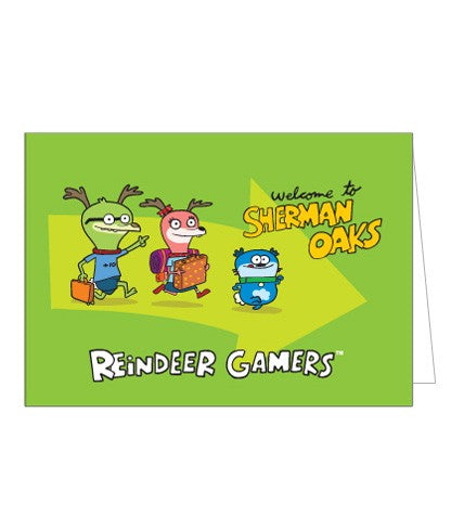 Gamers de renos - Tarjeta de felicitación verde